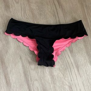 Pink scalloped cheeky bikini bottom